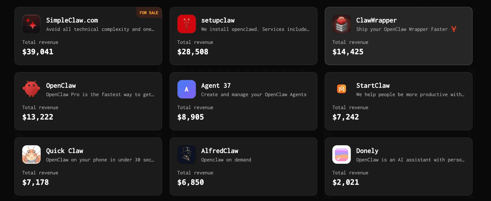 Revenue Dashboard from TrustMRR